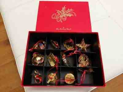 DANBURY MINT PATRIOTIC AMERICAN SPIRIT USA GOLD PLATED ORNAMENTS SET OF 12w/BOX