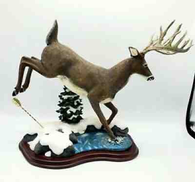 Danbury Mint Winter Escape By Curtis Christensen Deer Buck Figurine Wood Base