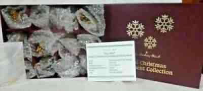 Set of 12 Danbury Mint 2017 Gold Christmas Ornaments with Box