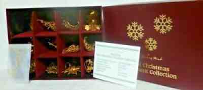 Set of 12 Danbury Mint 2016 Gold Christmas Ornaments with Box