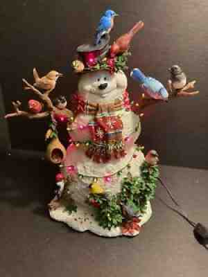 Danbury Mint The Birdwatcher ??s Christmas Snowman Lighted Works Cardinal