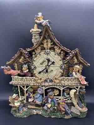 Boyds Bear Danbury Mint Lodge Clock WORKS!