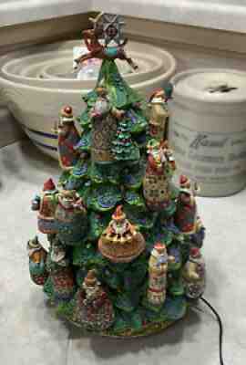 HTF Jim Shore Danbury Mint Santa Christmas 21 Folk Art Santas 14" Tall AS IS