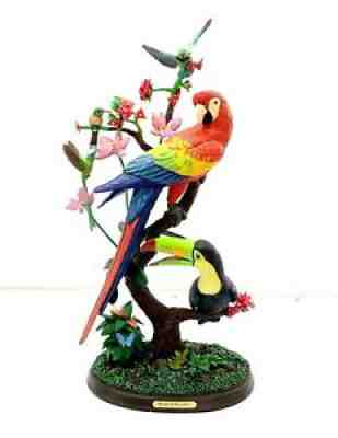 Danbury Mint BIRDS OF PARADISE 18" Tall Sculpture by Bob Guge ~ 1 Damaged Bird