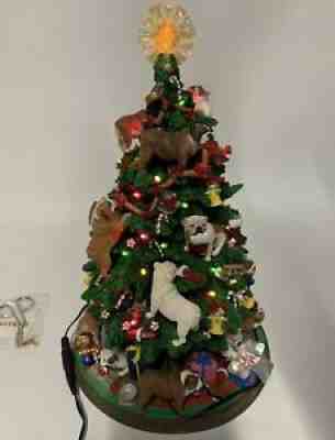 Retired Danbury Mint English Bulldog Lighted Christmas Tree Rare With Star