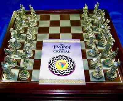 1993 Danbury Mint Fantasy of the Crystal Chess Set Fully Documented
