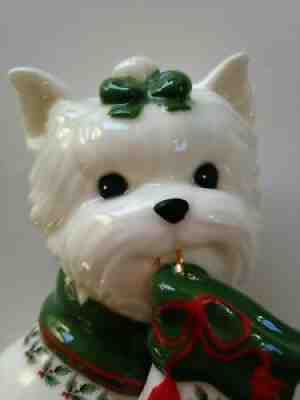 Rare 'Christmas Beauty' Danbury Mint Spode Figurine Terrier Westie Yorkie