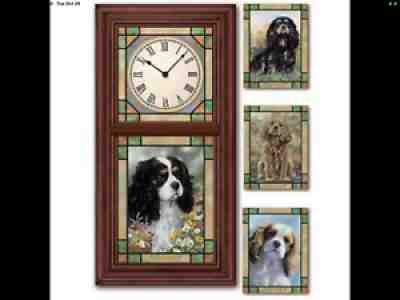 Danbury Mint Cavalier King Charles Spaniel - 4 Seasons - Stained Glass w/Lights!