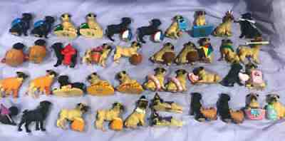 Lot of 41 Danbury Mint PUGS Collectable Mini Figurines Holidays Never Displayed