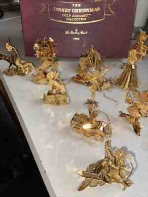 The DISNEY Christmas Gold Ornament Collection Complete 12 Piece Danbury Mint