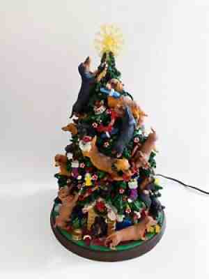 Vintage Danbury Mint Dachshund Christmas Tree w/ Lights Plug-in Box Dog
