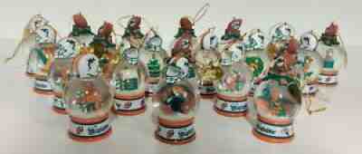The Danbury Mint Miami Dolphins Snow Globe Christmas Ornament Collection 21 PCS