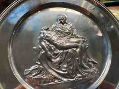 Danbury Mint "Pieta" by Michelangelo Sterling Silver Collector Plate Mint Cond.