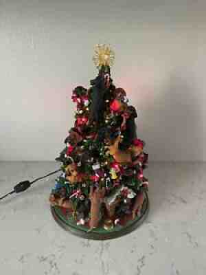Vintage Danbury Mint Dachshund Christmas Tree with Lights Plug-in Box Dog