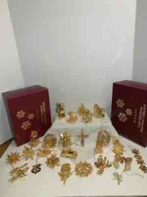 NEW Lot of 26 Danbury Mint Gold Ornaments snowflake cuckoo clock cross plane
