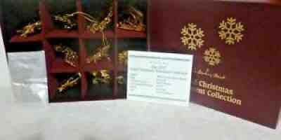 Set of 12 Danbury Mint 2017 Gold Christmas Ornaments with Box