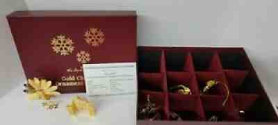 Set of 12 Danbury Mint 2017 Gold Christmas Ornaments with Box