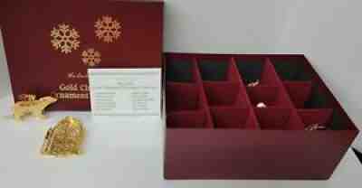Set of 12 Danbury Mint 2015 Gold Christmas Ornaments with Box
