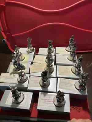 14 Danbury Mint Silver sculpted figure Christmas bells All Boxes, 1974-1987