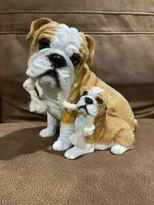 Danbury Mint Puppy Love Mama English Bulldog And Pup - RARE