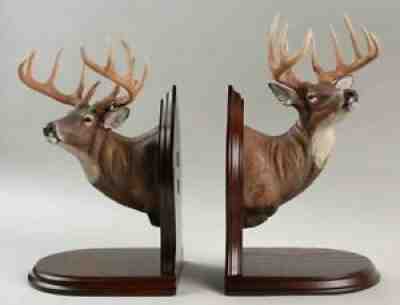 The Danbury Mint The Stag Deer Bookends by Dennis Jones WoodÂ 