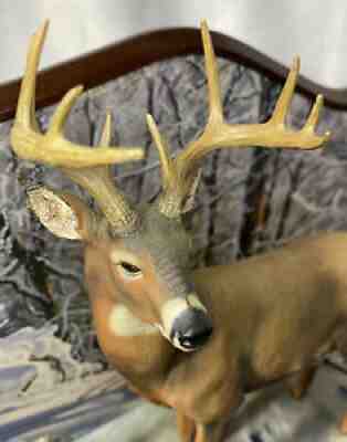 RARE! Danbury Mint ~ WINTER WHITETAIL by Bruce Miller w/ Full Background Display