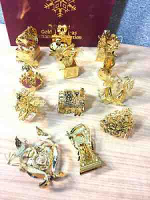 Danbury Mint 1997 20kt Gold Christmas Ornament Collection w/Box - Set of 12