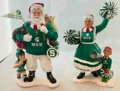 Danbury Mint Michigan State University MSU Spartans Santa & Mrs. Santa Claus