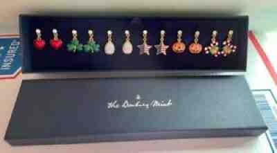 Danbury Mint Holiday Earrings Set 6 pair 18k gold plated Swarovski Crystals NEW