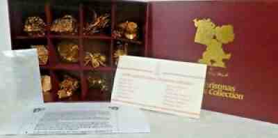 Danbury Mint 1996 Gold Christmas Ornaments Set of 12 with Box