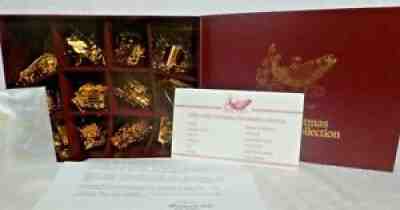 Danbury Mint 1995 Gold Christmas Ornaments Set of 12 with Box