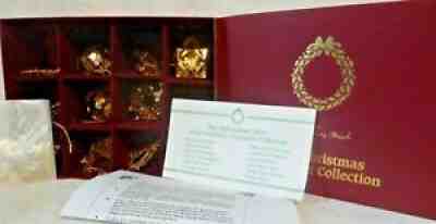 Set of 12 Danbury Mint Millennium 2000 Gold Christmas Ornaments with Box