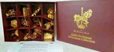 Danbury Mint 1996 Gold Christmas Ornaments Set of 12 with Box