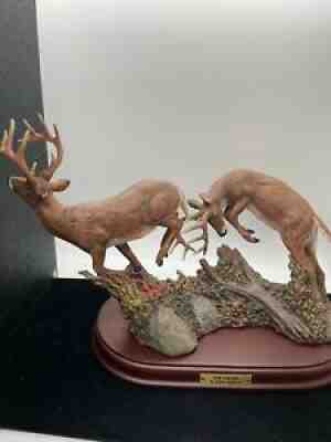 Danbury Mint Whitetail Deer Statue "The Chase" James Stafford
