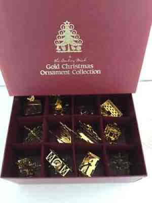 Danbury Mint Vintage 1986 Gold Christmas Ornament Set Of 12 MIB + Card
