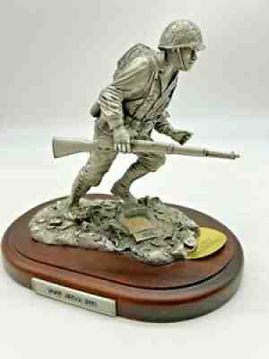 Danbury Mint D-Day Large Pewter Soldier Statue with Sand From Normandy