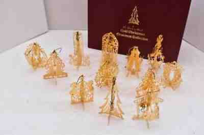 Danbury Mint Gold Plated Christmas Ornament Collection 1983-86 Set of 12 IN BOX