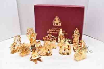Danbury Mint Gold Plated Christmas Ornament Collection 1983-86 Set of 12 W BOX
