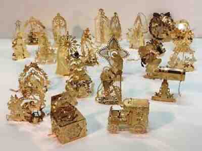 Vintage Danbury Mint Christmas Ornaments 23K Gold Plated 21 Pieces