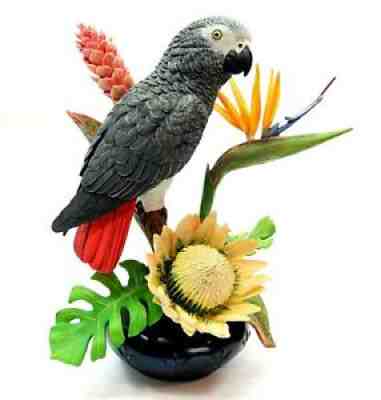 Danbury Mint CHATTERBOX African Gray Parrot Bird Sculpture by Bob Guge