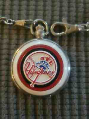 NY Yankees Pocket Watch With Leather Case - Beautiful!
