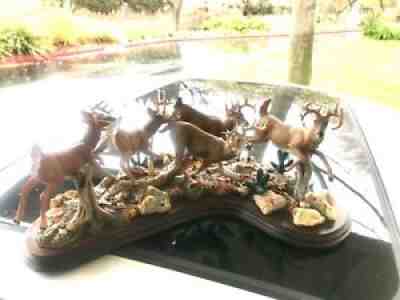 EXTREMELYRARE! Danbury Mint Running Bucks Whitetail Deer Sculpture Curtis Christ