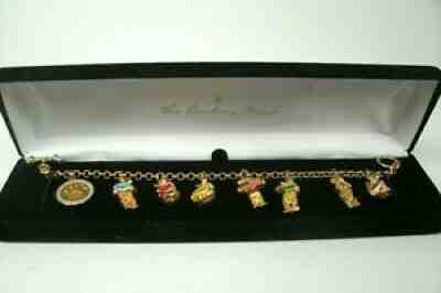 Danbury Mint Charm Bracelet Boyd's Bears 24K Plated Gold Original Box