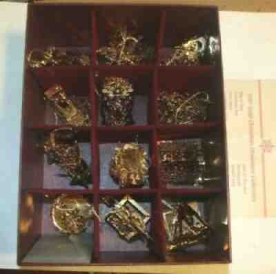 Danbury Mint 1997+ 23k Gold Christmas Ornaments with Box set of 12 w/Certificate