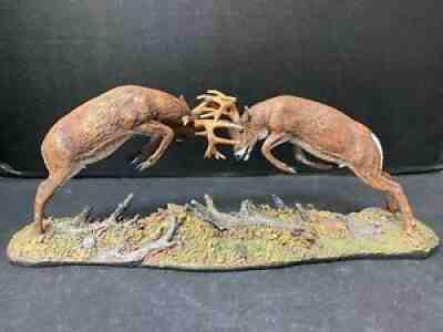 Danbury Mint Buck James Stafford Dueling Bucks Whitetails In the Wilderness