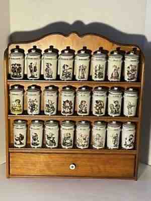 DANBURY MINT M. J. HUMMEL SPICE JAR SET COMPLETE SET 24 pc W/ Rack 1987 Exc Cond