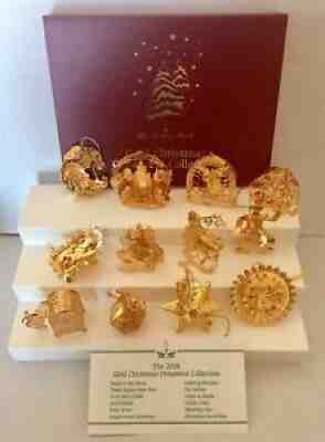 2004 Set Of 12 Danbury Mint Gold Christmas Ornaments In Box 23kt Electroplated