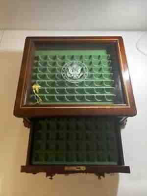 Danbury Mint â??Never Circulated US State Quarters Collection Wooden Box W/ key
