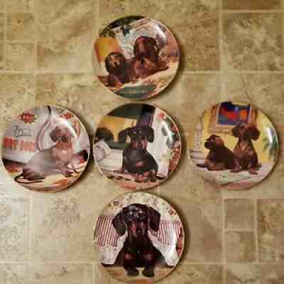 Lot Of 5 Dachshunds Danbury Mint Collector Plates by Christopher Nick 8"