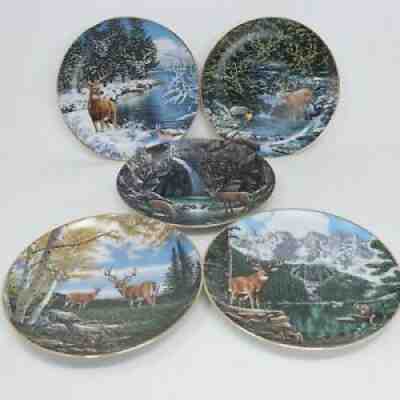 Vintage Danbury Mint Wilderness Reflections Set of 5 Deer by John Van Straalen